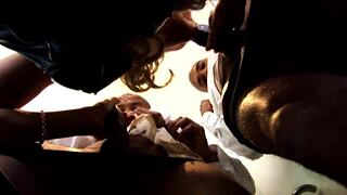 hey, slutty milf stacey saran takes double penetration from two monster cocks in heels 😜