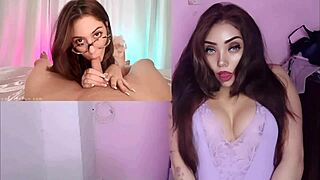 latina with glasses and big chest rides her lover and swallows a lot of release