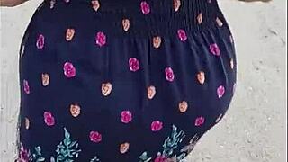 following a mature peruvian woman in skirt through lima streets casually