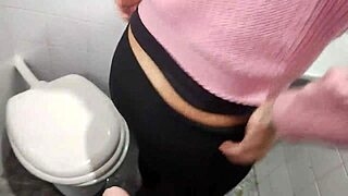 the bricklayer shows up to finish the job finds the boss lady cleaning the pool area and convinces her to go to the bathroom for a blowjob