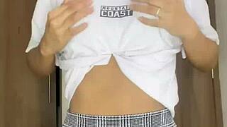 Petite 18+ schoolgirl dances nude with small tits in solo body worship!