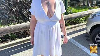 mizaki's chubby french brunette body with big natural tits gets slammed by two cocks in mmf threesome.