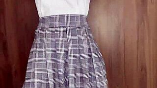 Petite 18+ schoolgirl dances nude with small tits in solo body worship!