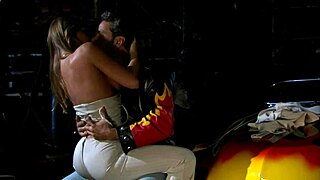 Blonde slut in high heels and fishnets takes anal creampie with gaping outdoors