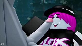 roblox animated video shows noob getting blowjob and anal assfucking in casual cartoon action with guest