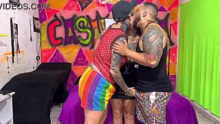 Virgin sapatona licks and fucks better than any woman surprising busty friend Renata Gomes