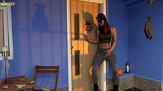 Spooky Halloween Piss Puddle With Brunette Lesbian Kissing And Wet Pussy Licking