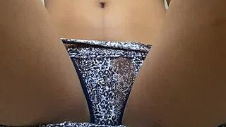 Tight teen pussy gets fingered in homemade solo masturbation. Horny latina babe reaches orgasm with natural tits exposed.