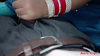 Newlywed couple in bedroom with bride riding tight pussy on husband for romantic wedding sex