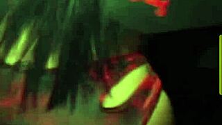 Whoa, this is crazy – that big-ass brunette is a total sexy bomb dancing at the night club! 🔥