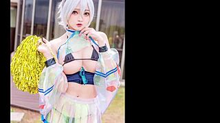 xuxu cosplay continues the jerk off challenge in costumes for part 2