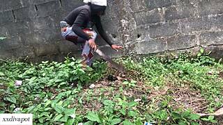 horny farm girl feels intense passion getting doggy fucked by stepbrother on ranch land with wet pussy and facial cumshot