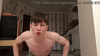 i love evening workout as dominant boss with beautiful teen 18+ boy doing naked gymnastics handjob