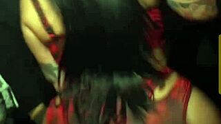 Whoa, this is crazy – that big-ass brunette is a total sexy bomb dancing at the night club! 🔥