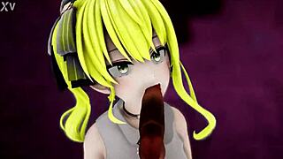 hoshimachi suisei performs dance in outfit with blonde hair clip in 3d animation