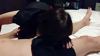 Hey, check this cute Japanese maid in red miniskirt sucking and riding for orgasm! 😍🍆