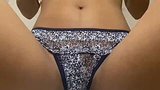 Tight teen pussy gets fingered in homemade solo masturbation. Horny latina babe reaches orgasm with natural tits exposed.