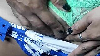 Karely shows off her sexy green thong in outdoor solo