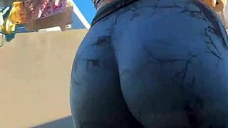 cousin shows off her big ass in tight leggings during casual teasing
