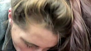 Hey, this hooker sucks off all the cum from a customer's dick after deepthroat blowjob in the car