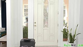 gorgeous busty blonde mature masseuse alexis malone pours nuru gel on her big boobs to seduce victor ray during wet massage