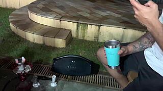 Watch how my husband lets his friend choke and fist my juicy pussy on the desk!