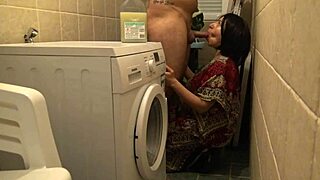 amateur cuckold wife, want rough hardcore anal fucking in basement while husband at work? european milf cheats with blowjob cumshot in kitchen too
