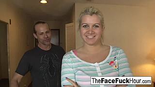 Why does this hot blonde babe get her face fucked rough and hardcore?