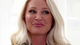 gorgeous busty blonde mature masseuse alexis malone pours nuru gel on her big boobs to seduce victor ray during wet massage