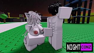 roblox girl casually sucked eboy's dick during nightconz game with rough blowjob and cum in big ass action
