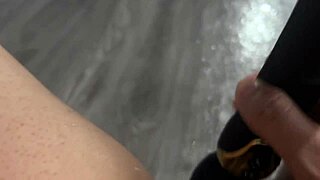 celebrating 100k views with a close-up super squirt while riding a big toy in homemade lingerie