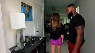 Sydney Ryan arrives for her massage, feeling thrilled as she gets blacked raw with big black cock in rough interracial action