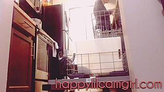 i feel ignored by this tall girl cleaning the kitchen in clothed domination on webcam