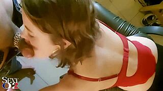 uh, like, french amateur slut does blowjob deepthroat rimming rim job ass fingering in red satin bodysuit green leather pants heels...