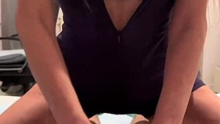 Stepmom feels so good helping her stepson cum in bed with lingerie on.