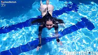 underwater jessica bunny shows off her big ass and skinny latina pussy in wet passionate action