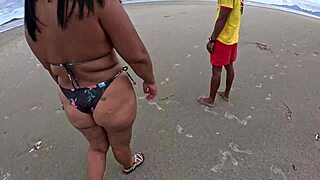 Curious about Nicoly Safada seducing firefighter on beach for hairy pussy doggystyle in the bushes?