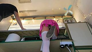 I couldn't resist kissing her naked ass at work when she's bent over the counter 😘