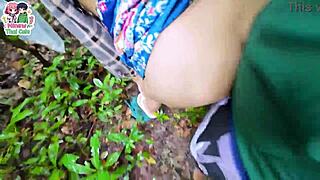 Thai teen walking to collect mushrooms gets fucked in pussy