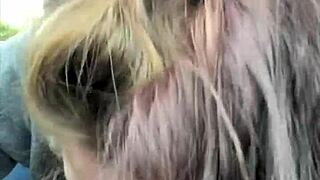 Hey, this hooker sucks off all the cum from a customer's dick after deepthroat blowjob in the car