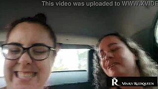Natasha Sub Gets Wild in Car Chat Flashing Big Tits and Redhead Charm on Public Street
