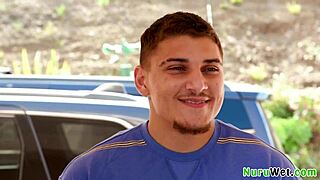 gorgeous busty blonde mature masseuse alexis malone pours nuru gel on her big boobs to seduce victor ray during wet massage