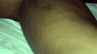 this amateur black latina takes deepthroat blowjob and anal banging in lingerie with saggy tits