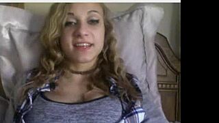 look at this cute teen with perfect tits stripping and teasing...