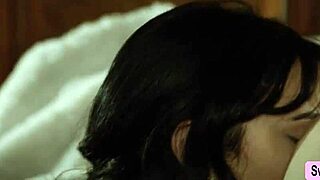 lesbian couple face sitting on the bed, licking pussies and riding to orgasm with big tits brunette girlfriend