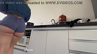 Feeling the thrill as my big ass squeezes into these tight shorts, every curve igniting deep desires within me