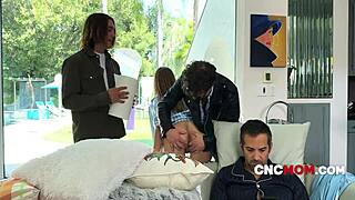 Whoa, this freeuse family wanksgiving turns into wild group sex with Milfs and pussy pounding