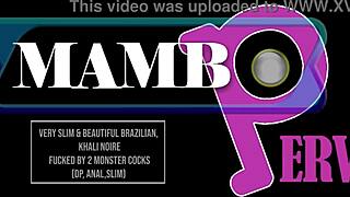 Khali Noire very slim gets fucked by two monster cocks in dp anal