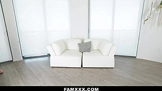 Stepbrother accidentally penetrates his bully stepsister's shaved pussy during taboo family encounter with blowjob and cowgirl riding