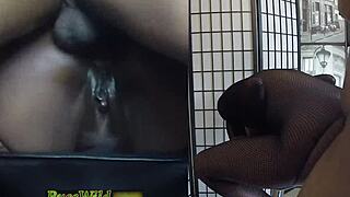 barstool anal orgasm hits ghetto girl in fishnets with big black cock creampie dripping from narrow ass and pretty pussy